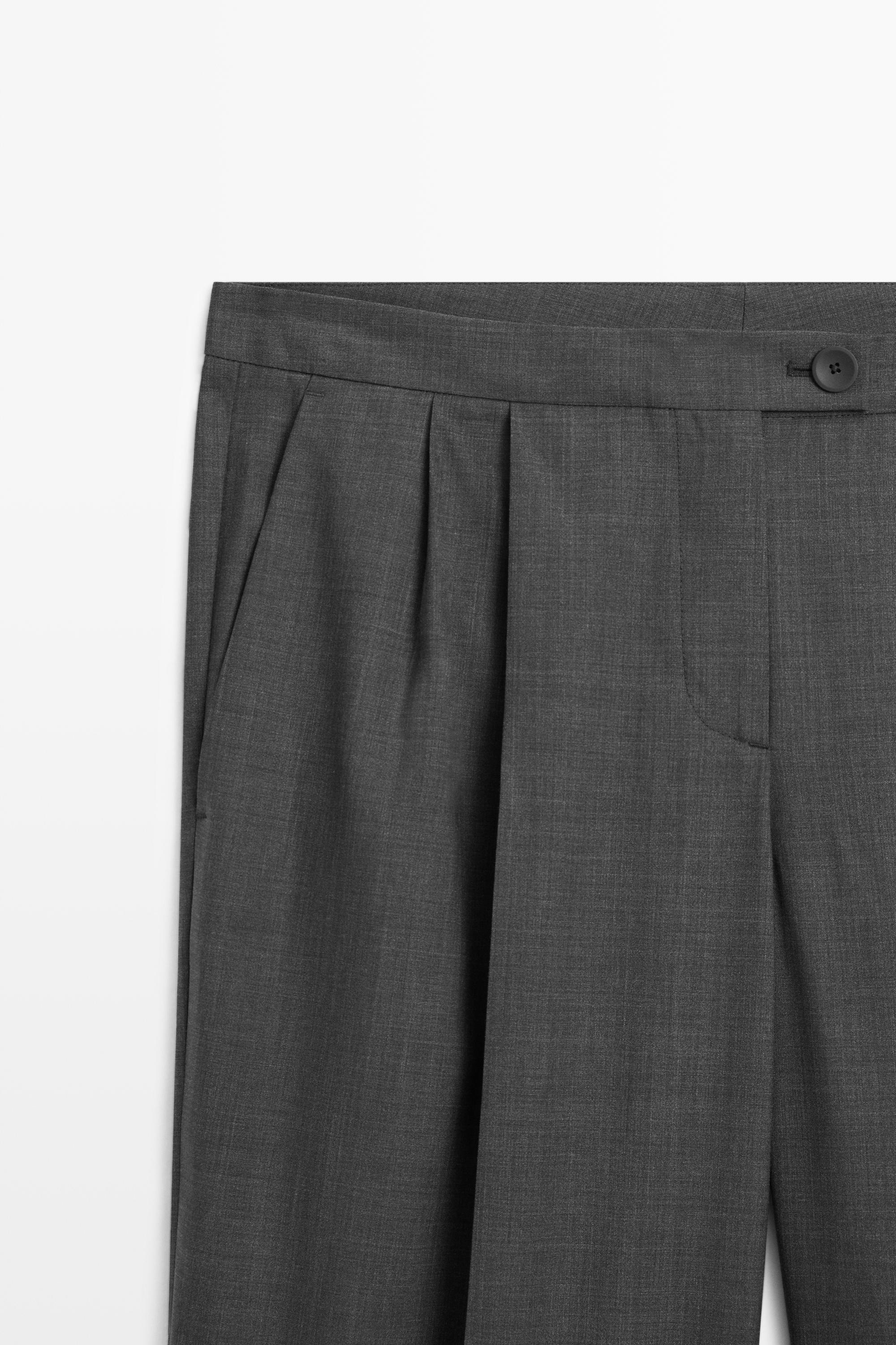 100% cool wool pleated pants